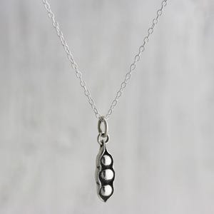 Three Peas in a Pod Necklace - Sterling Silver Three Peas in a Pod Charm - Pea Pod Necklace Triplets Jewelry Best Friends Necklace 3 Peas image 3