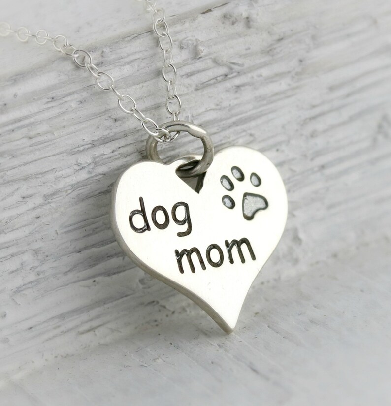 Dog Lover Gift for Dog Mom Necklace, Animal Jewelry for Veterinarian Gift, Dog Paw Print Heart Pendant, Dog Owner Gift for New Puppy Mom image 1