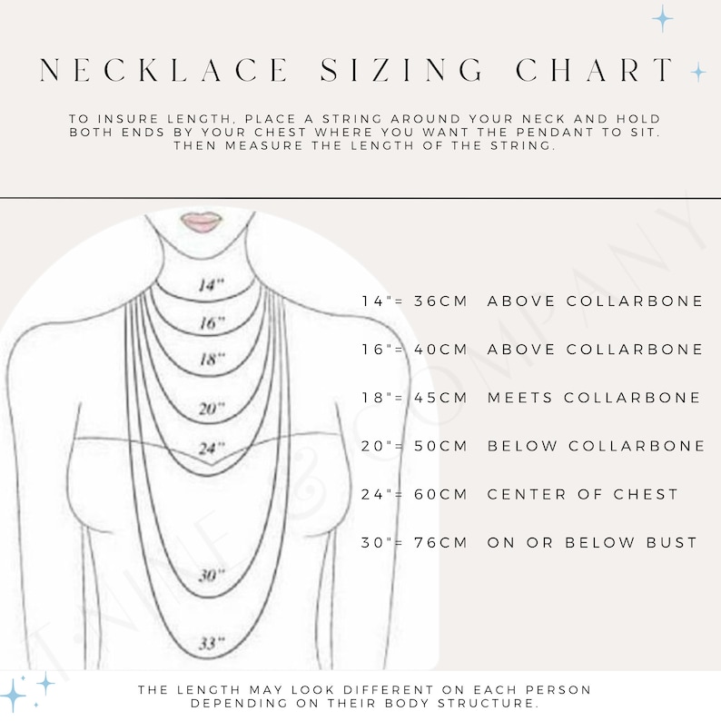 a diagram of a necklace size chart