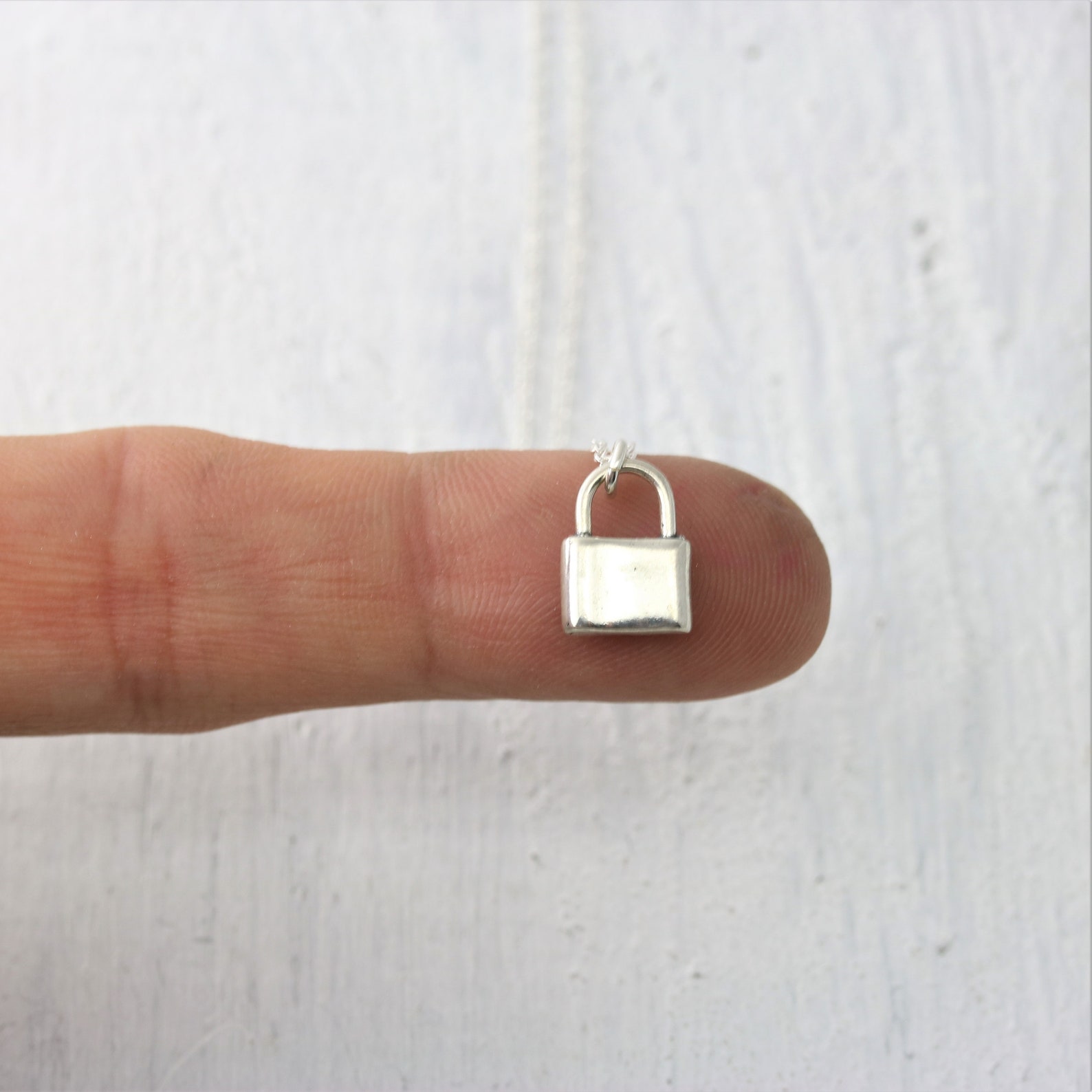 Sterling Silver Padlock Necklace Tiny Lock Necklace Dainty Etsy