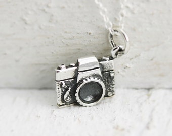 Camera Necklace - Sterling Silver Camera Necklace - Tiny Camera Necklace  Photographer Gift  Traveler Jewelry  Camera Jewelry  Photography