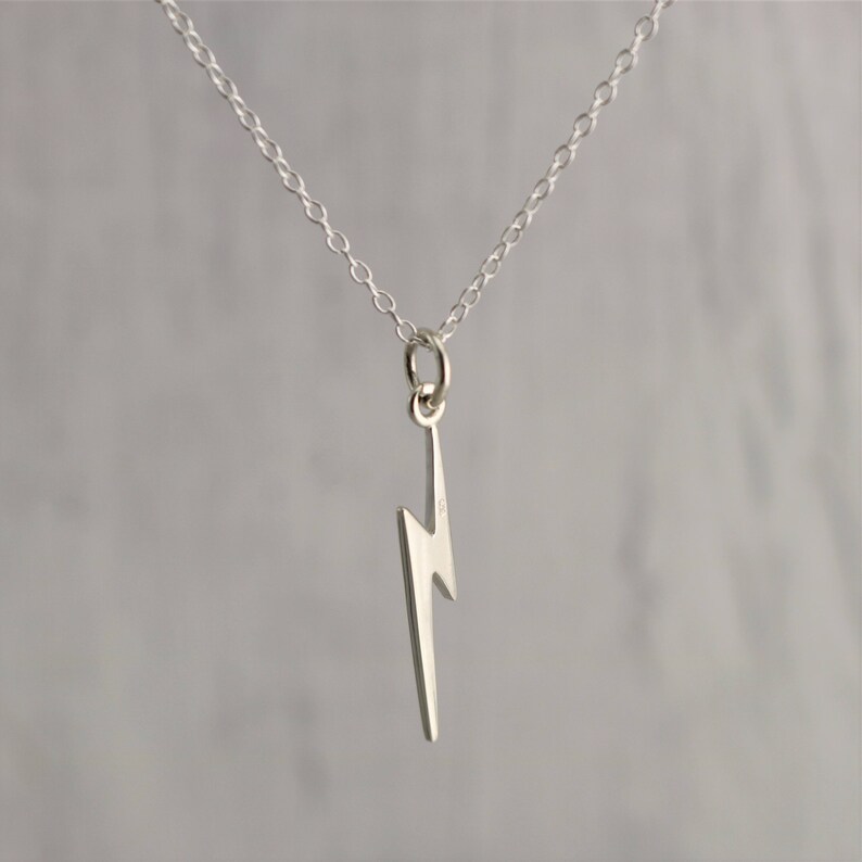 Sterling Silver Lightning Bolt Necklace Lightning Necklace Etsy