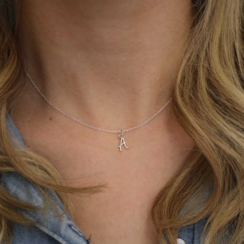 Letter Necklace Sterling Silver Initial Necklace Initial Etsy