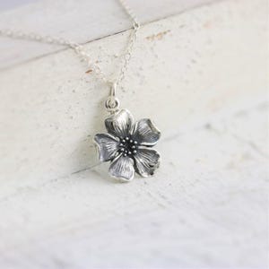 Cherry Blossom Necklace - Sterling Silver Cherry Blossom Charm Necklace - Floral Charm Necklace - Chinese Cherry Blossom - Flower Necklace