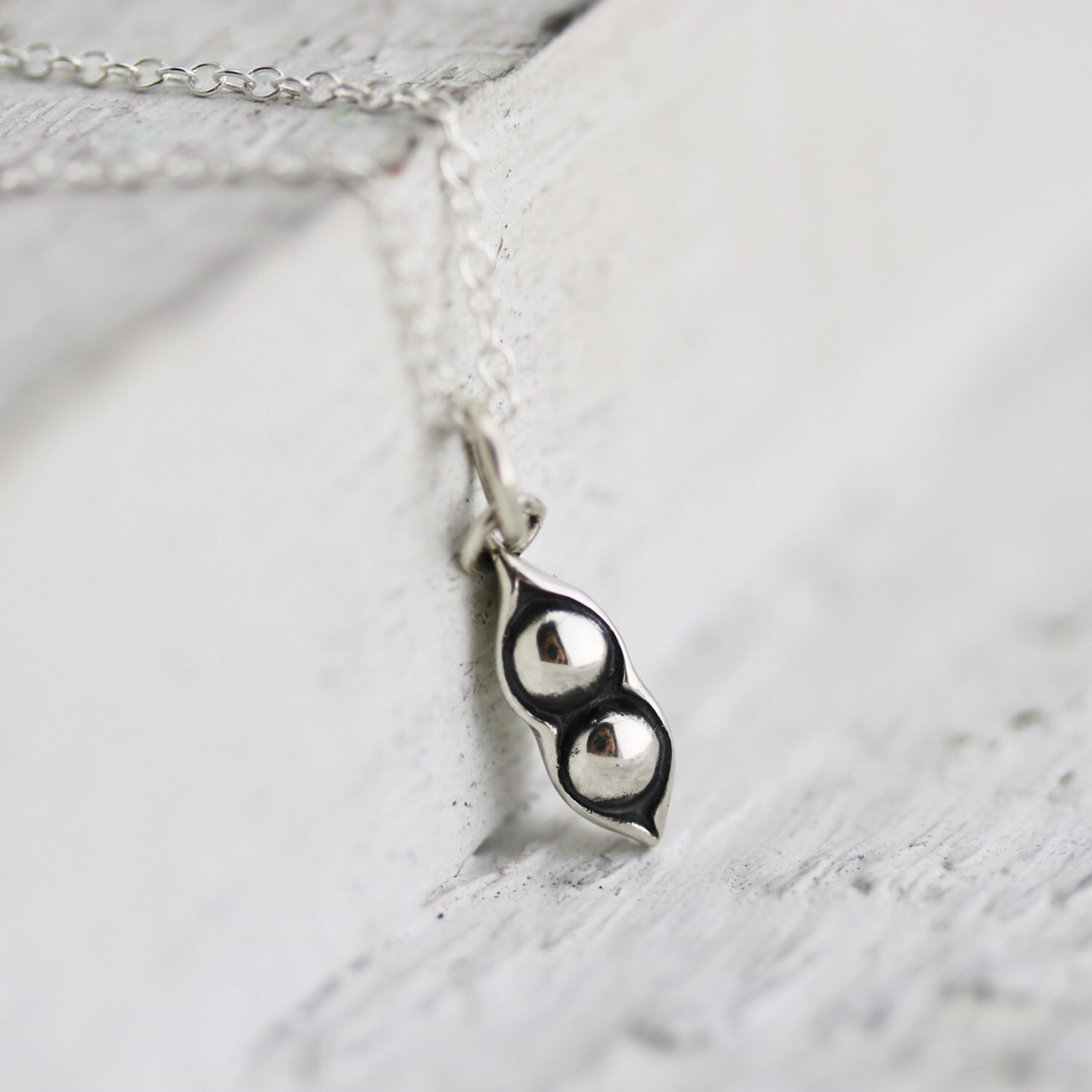Two peas in a pod necklace silver sale