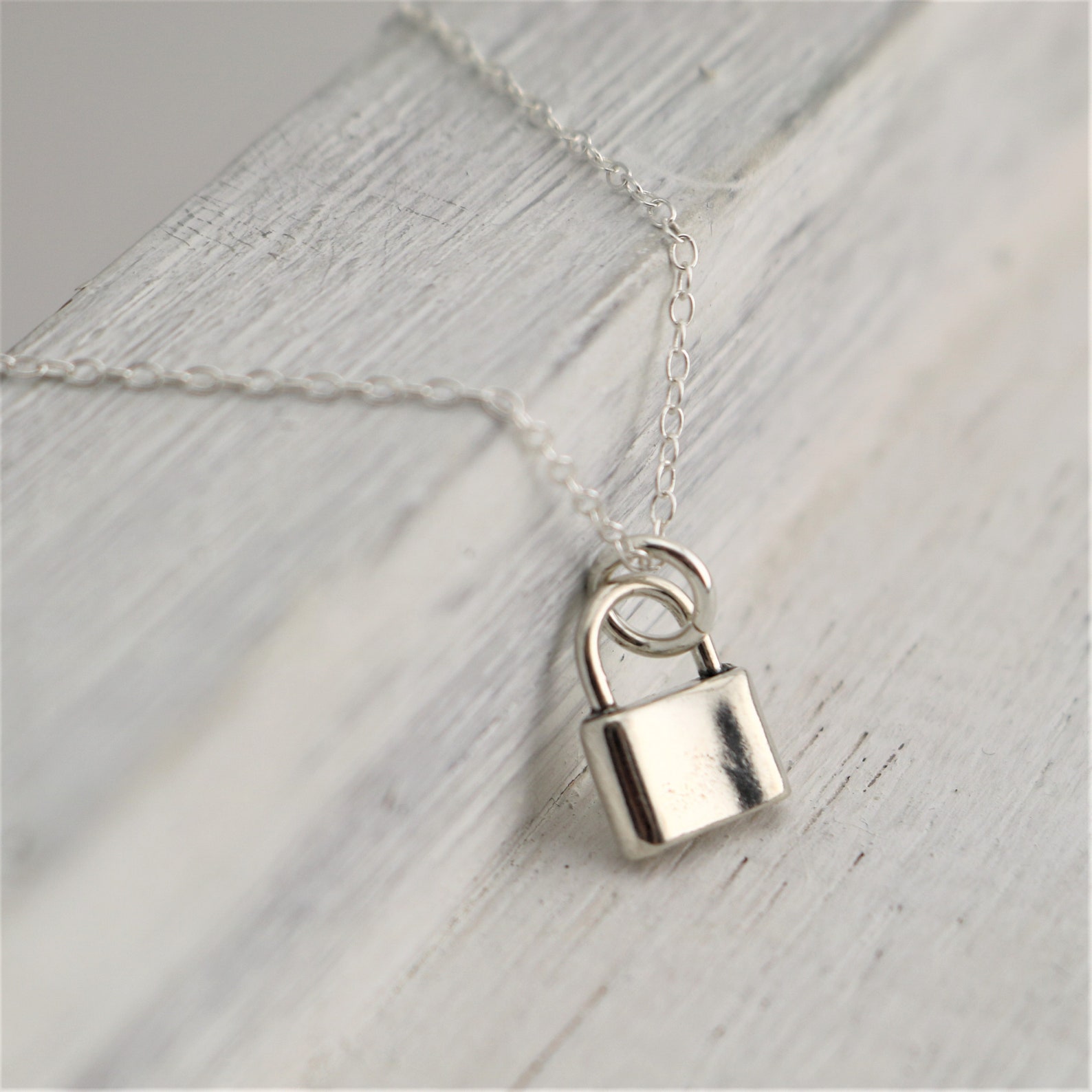 Sterling Silver Padlock Necklace Tiny Lock Necklace Dainty Etsy