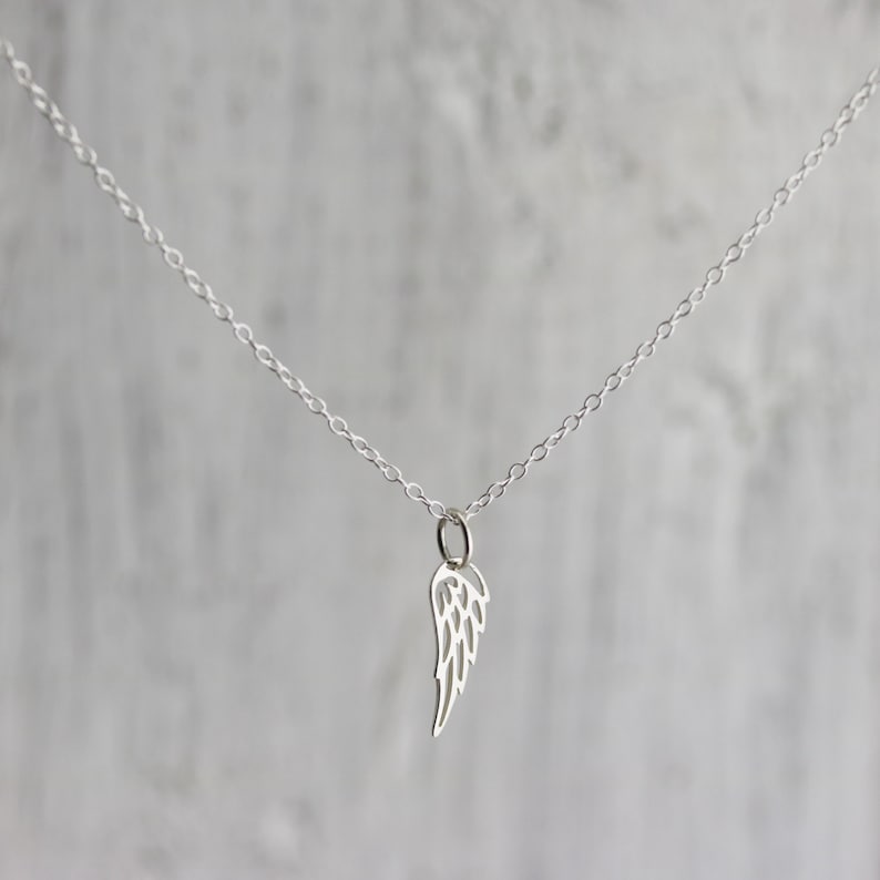 Tiny Angel Wing Necklace Sterling Silver Angel Wing Necklace Etsy