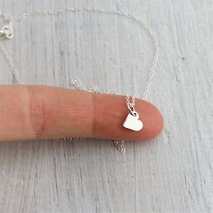 Tiny Heart Necklace Sterling Silver, Tiny Heart Pendant, Present for Flower Girl Gift for Flower Girl, Dainty Heart Necklace, Little Heart image 2