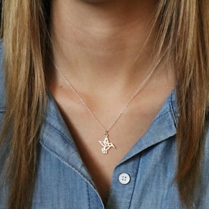 Hummingbird Necklace - Sterling Silver Hummingbird Necklace - Small Hummingbird Pendant - Tiny Hummingbird Charm Necklace  Silver Bird Charm