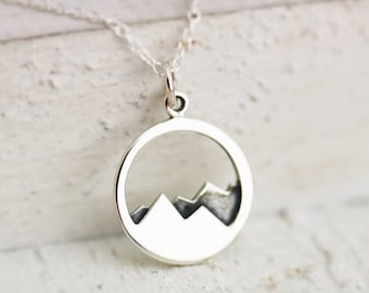 Mountain Necklace - Sterling Silver Mountain Range Necklace - Mountain Range Pendant - Mountain Jewelry Mountain Climbing - Hiking Necklace