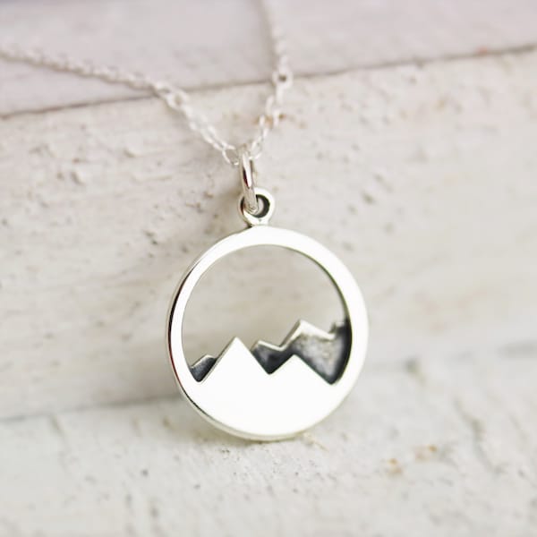 Mountain Necklace - Sterling Silver Mountain Range Necklace - Mountain Range Pendant - Mountain Jewelry Mountain Climbing - Hiking Necklace