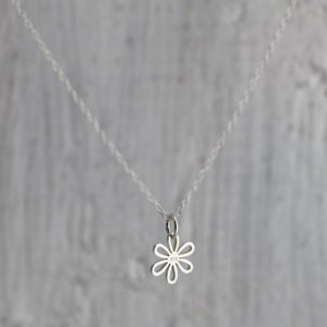 Tiny Daisy Necklace Sterling Silver Small Daisy Necklace Flower Necklace Floral Jewelry Garden Wedding Flower Girl Gift Bridesmaids image 4