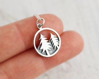 Pine Tree Necklace - Wilderness Jewelry - Fir Tree Necklace - Sterling Silver Pine Tree - Outdoors - Hiking - Skiing - Camping - Nature