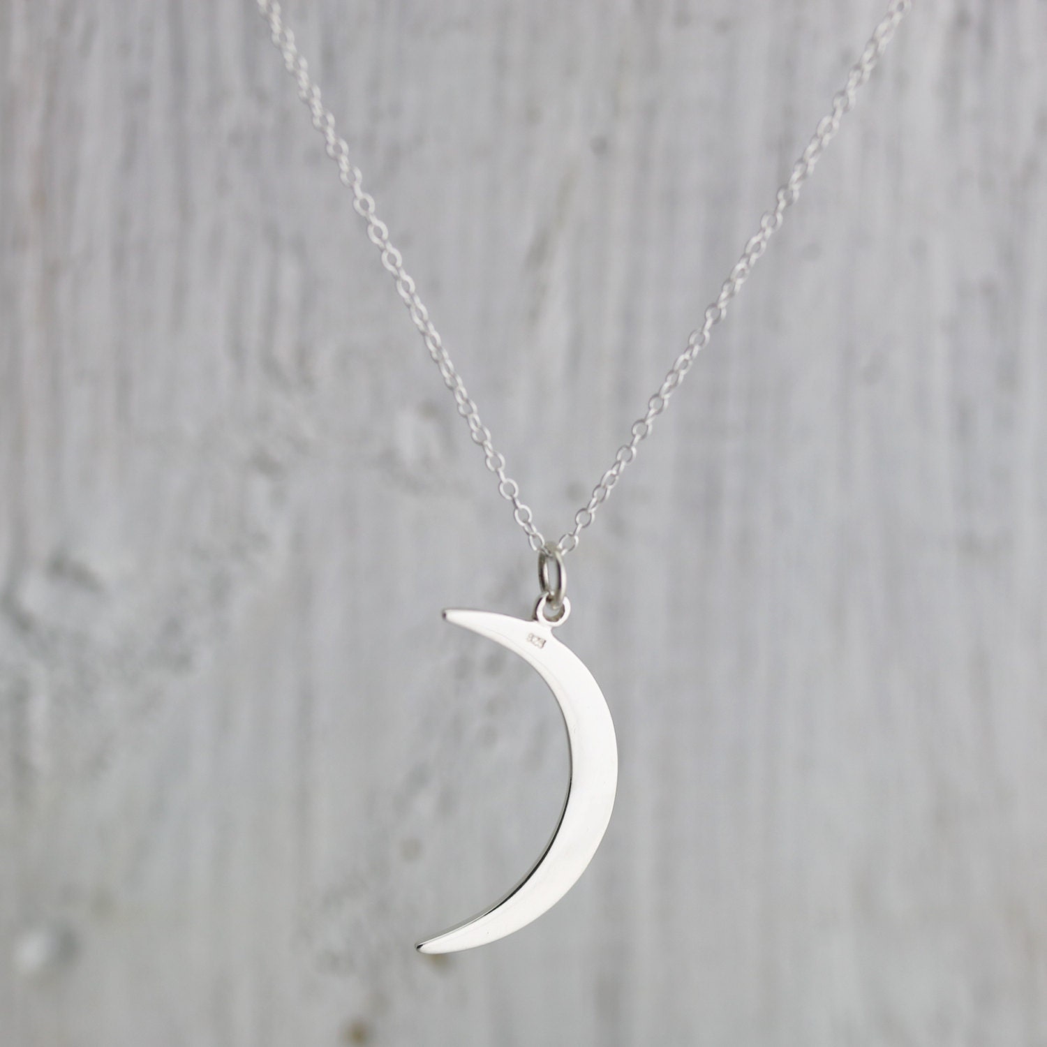 Crescent Moon Necklace Large Sterling Silver Crescent Moon - Etsy Australia
