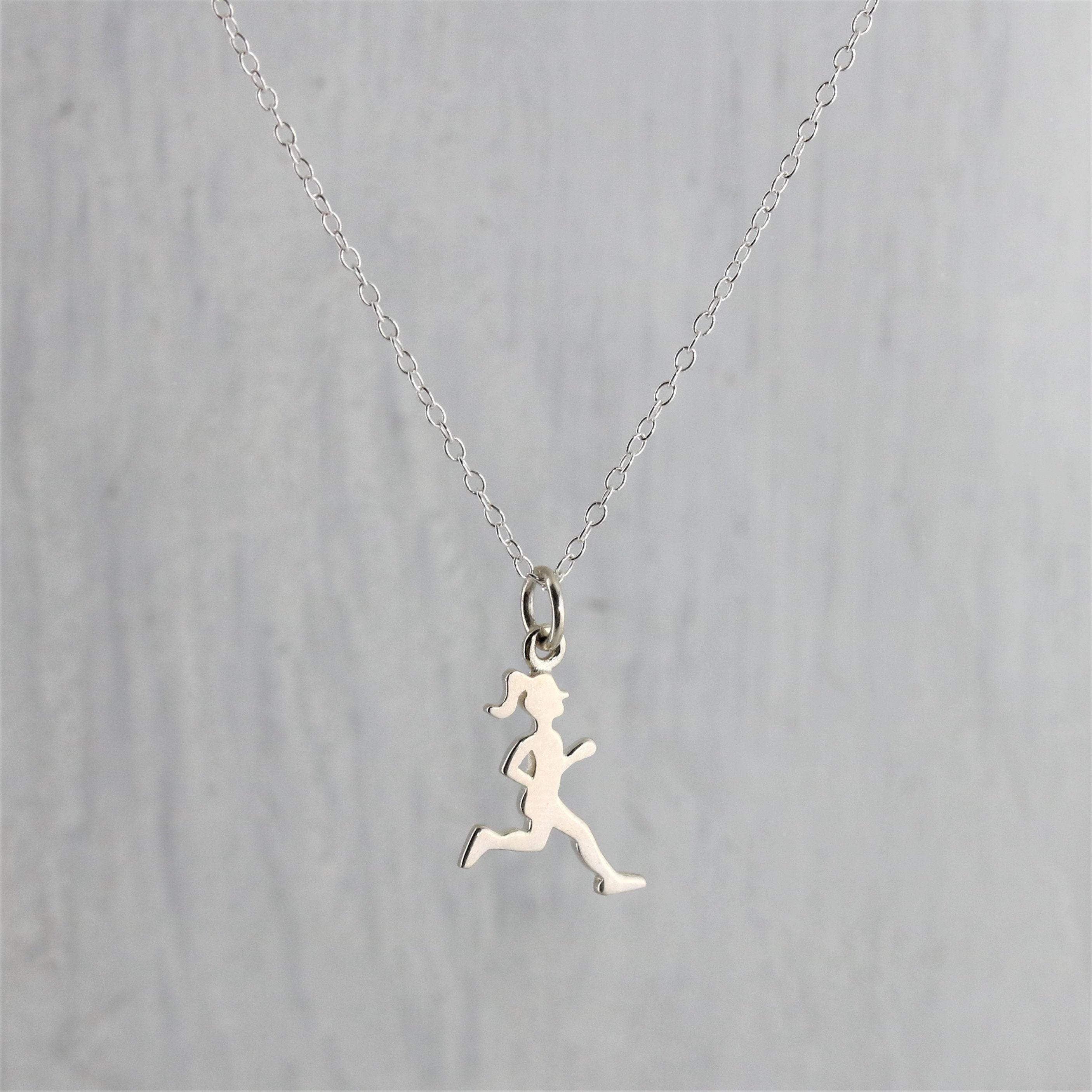 Sterling Silver Running Necklace, Running Gifts for Runners, Running ...