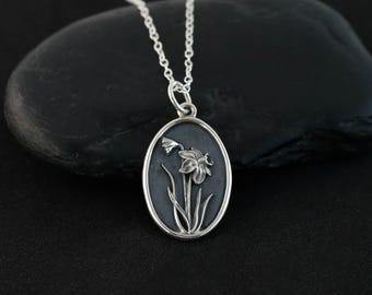 Narzisse Geburtsblumen-Halskette für März, Sterlingsilber-Anhänger mit Narzisse, Blumenschmuck für Muttertagsgeschenk, März-Geburtstagsgeschenk