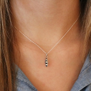 Three Peas in a Pod Necklace - Sterling Silver Three Peas in a Pod Charm - Pea Pod Necklace Triplets Jewelry Best Friends Necklace 3 Peas image 6