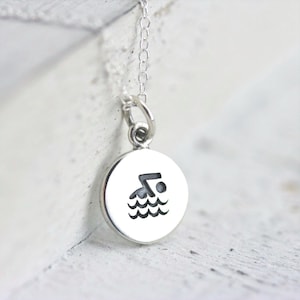 Swimmer Necklace - Sterling Silver Swimmer Necklace - Gift for Swim Team - Swim Necklace  Water Sports Jewelry  Swimming Necklace  Swim Gift
