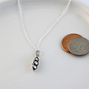 Three Peas in a Pod Necklace - Sterling Silver Three Peas in a Pod Charm - Pea Pod Necklace Triplets Jewelry Best Friends Necklace 3 Peas image 2