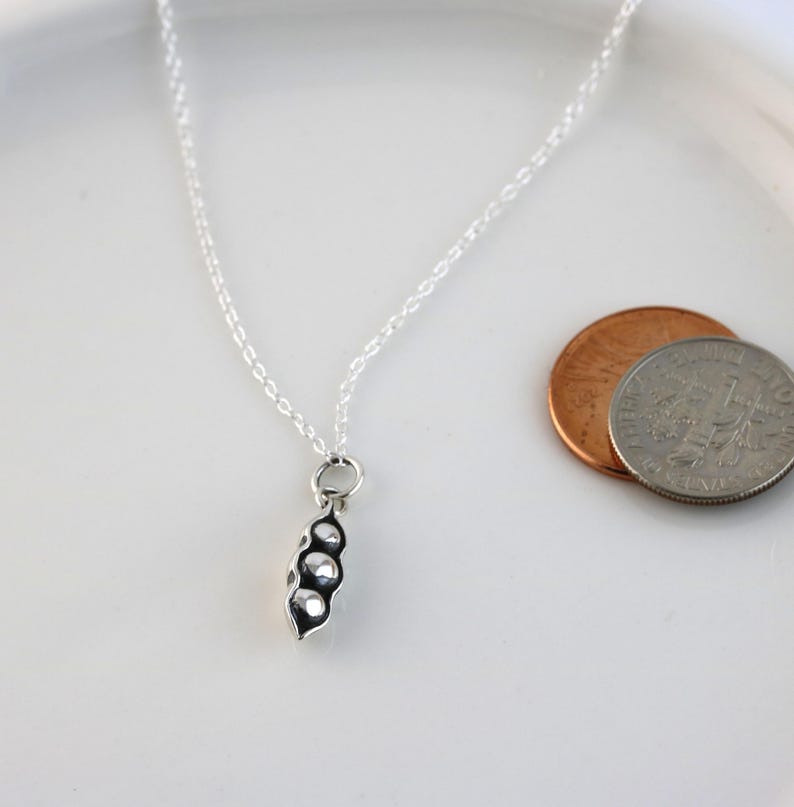 Three Peas in a Pod Necklace - Sterling Silver Three Peas in a Pod Charm - Pea Pod Necklace Triplets Jewelry Best Friends Necklace 3 Peas image 2