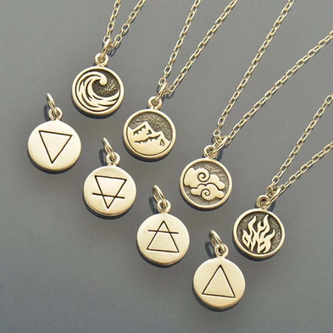 Four Elements Necklace Silver Element Jewelry Elemental Etsy