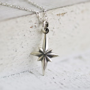 North Star Necklace - Sterling Silver North Star Necklace - Northern Star Necklace - Polaris Necklace  Graduation Gift  Find Your True North