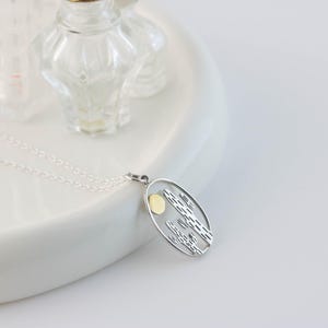 Cactus Necklace, Silver and Gold Desert Sunset Charm, Southwestern Retirement Gift for Women, Cacti Succulent Jewelry, Saguaro Pendant, Sun