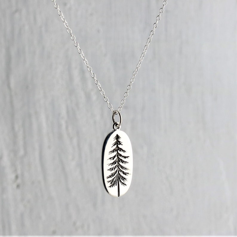 Sterling Silver Tree Necklace, Pine Tree Necklace, Pine Tree Jewelry, Pine Tree Pendant, Woodland Jewelry, Hiking Gift for Hiker, Evergreen image 4