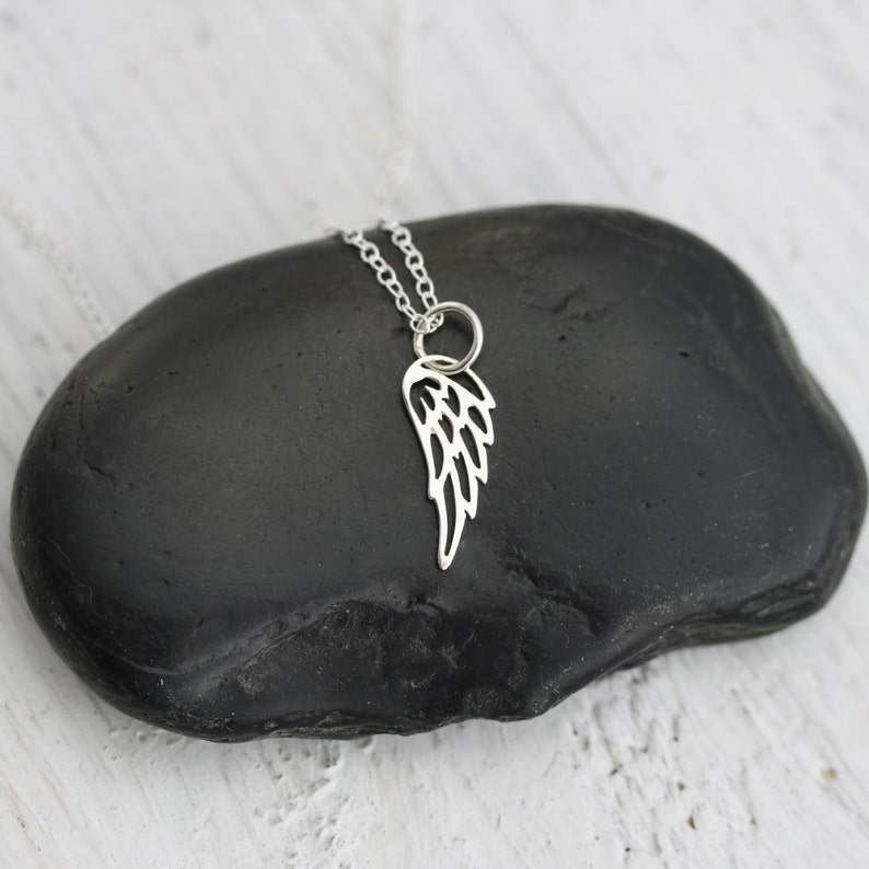 Tiny Angel Wing Necklace Sterling Silver Angel Wing Necklace Etsy