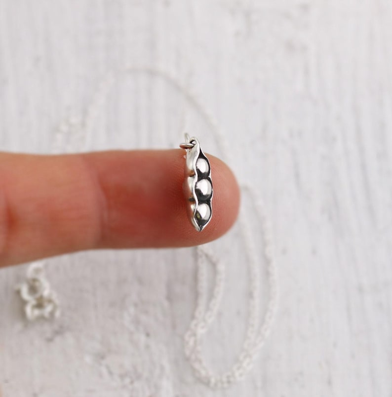 Three Peas in a Pod Necklace - Sterling Silver Three Peas in a Pod Charm - Pea Pod Necklace Triplets Jewelry Best Friends Necklace 3 Peas image 5