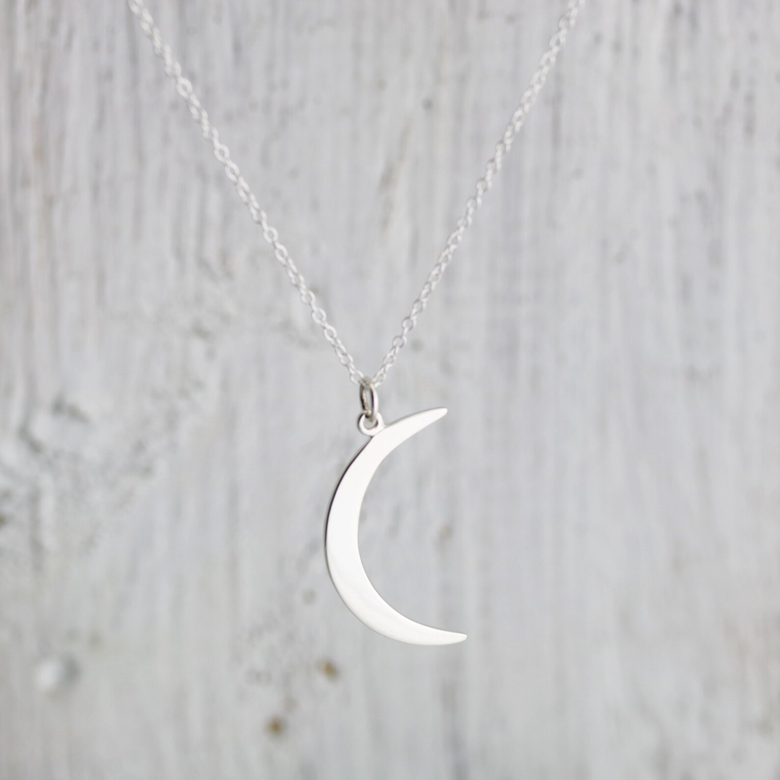Crescent Moon Necklace Large Sterling Silver Crescent Moon - Etsy