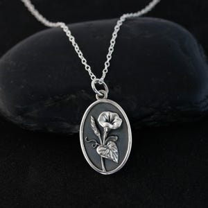 Morning Glory Birth Flower Necklace for September, Sterling Silver Morning Glory Flower Pendant Floral Jewelry for Mothers Day Gift Birthday
