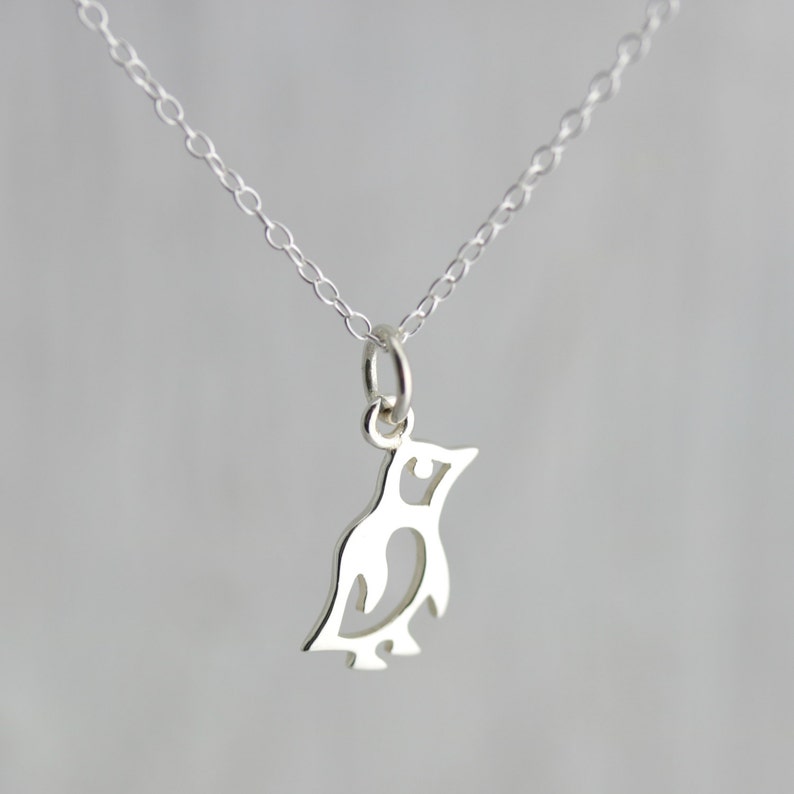 Tiny Penguin Necklace Sterling Silver Tiny Penguin Necklace Penguin Jewelry Penguin Pendant Baby Penguin Arctic Charm Bird Necklace image 4