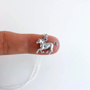 Sterling Silver Horse Necklace, Running Horse Charm Pendant, Equestrian Gift for Her, Pony Necklace for Girls, Silver Horse Rodeo Jewelry