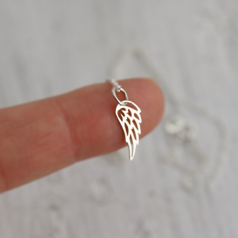Tiny Angel Wing Necklace Sterling Silver Angel Wing Necklace Etsy
