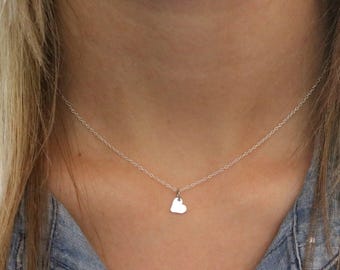 Tiny Heart Necklace Sterling Silver, Tiny Heart Pendant