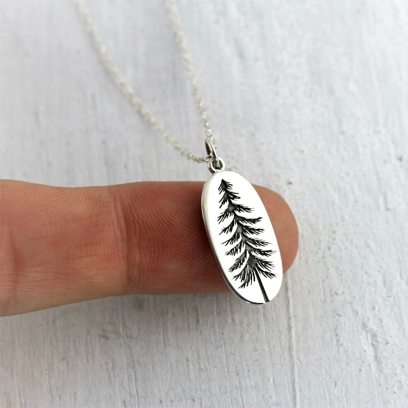 Sterling Silver Tree Necklace, Pine Tree Necklace, Pine Tree Jewelry, Pine Tree Pendant, Woodland Jewelry, Hiking Gift for Hiker, Evergreen image 2