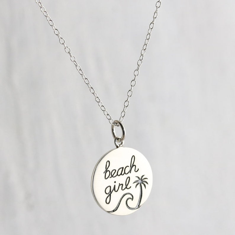 SALE Sterling Silver Beach Girl Necklace, Best Friend Retirement Gift, Beach Themed Jewelry, Ocean Inspired Surf Necklace for Summer Lover image 5