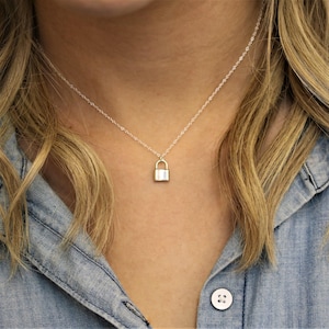 Sterling Silver Padlock Necklace, Tiny Lock Necklace, Dainty Lock Jewelry, Love Lock, Silver Padlock Pendant, Small Lock Charm