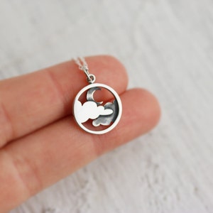 Moon and Cloud Necklace, Moon Necklace, Sterling Silver Moon and Cloud Pendant, Cloud Necklace, Night Sky, Celestial Necklace, Moon Jewelry image 2