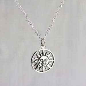 Sun Necklace - Sterling Silver Smiling Sun Necklace - Large Sun Pendant - Celestial Necklace  Sunshine Necklace You are my Sunshine Necklace