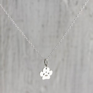Paw Print Necklace Sterling Silver Paw Print Necklace Tiny Pawprint Necklace Cat Dog Lovers Jewelry Pet Memorial Necklace Pet Jewelry image 5