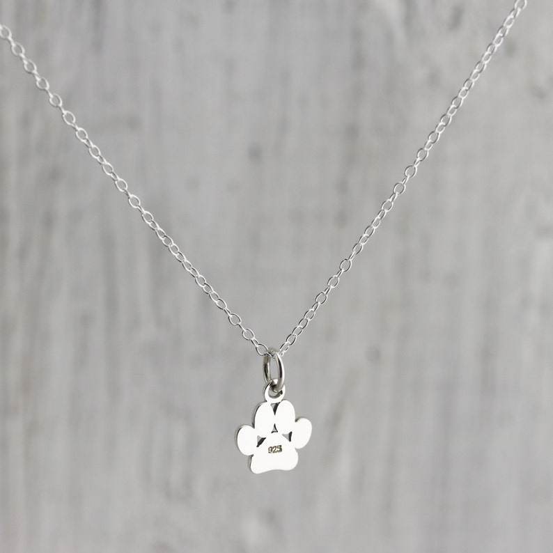 Paw Print Necklace Sterling Silver Paw Print Necklace Tiny Pawprint Necklace Cat Dog Lovers Jewelry Pet Memorial Necklace Pet Jewelry image 5