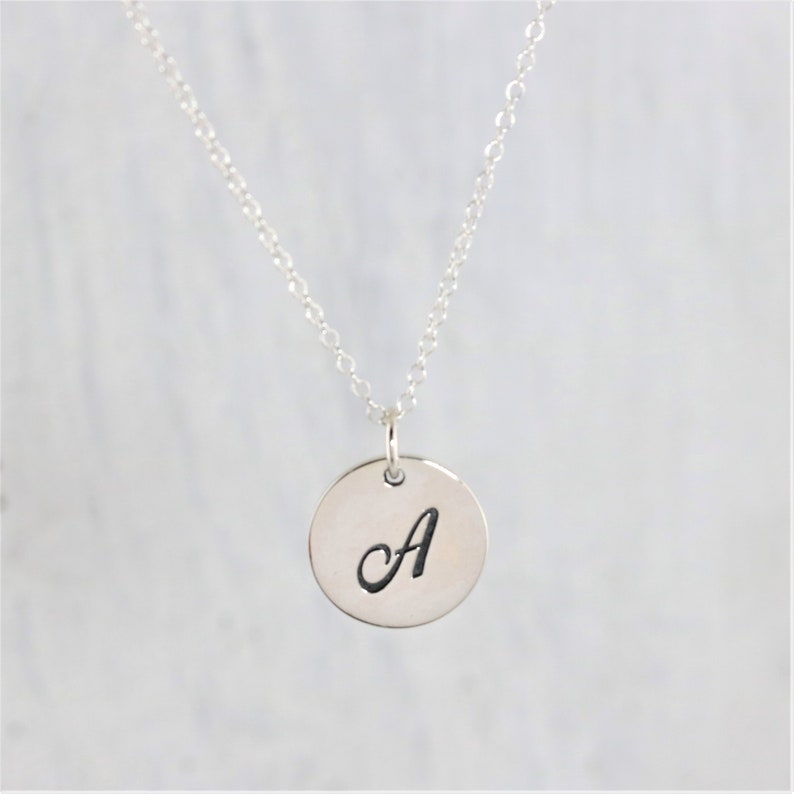 Initial Necklace Sterling Silver Letter Necklace Initial Etsy