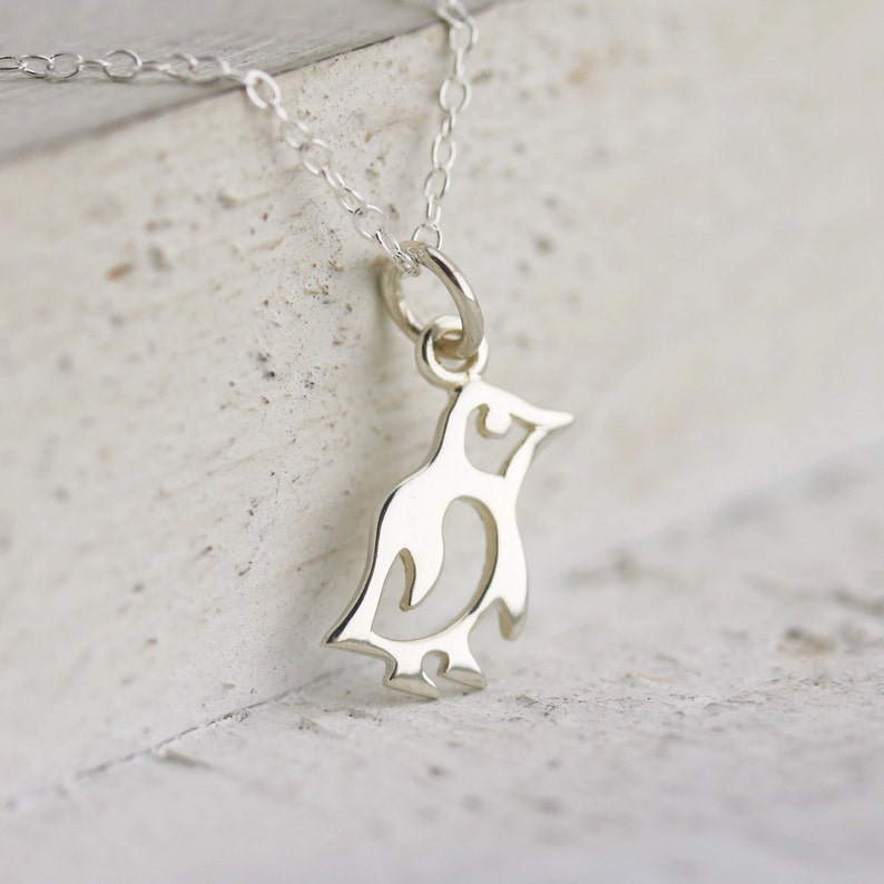 Tiny Penguin Necklace Sterling Silver Tiny Penguin Necklace Penguin Jewelry Penguin Pendant Baby Penguin Arctic Charm Bird Necklace image 3