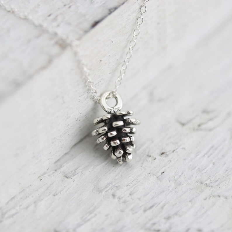 Pinecone Necklace Sterling Silver Tiny Pinecone Necklace Etsy