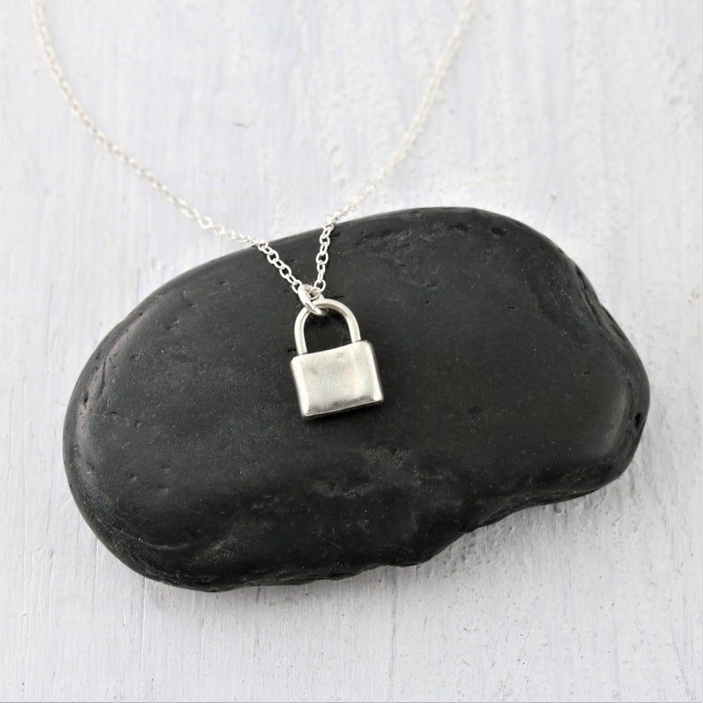 Sterling Silver Padlock Necklace, Tiny Lock Necklace, Dainty Lock Jewelry, Love Lock, Silver Padlock Pendant, Small Lock Charm image 4