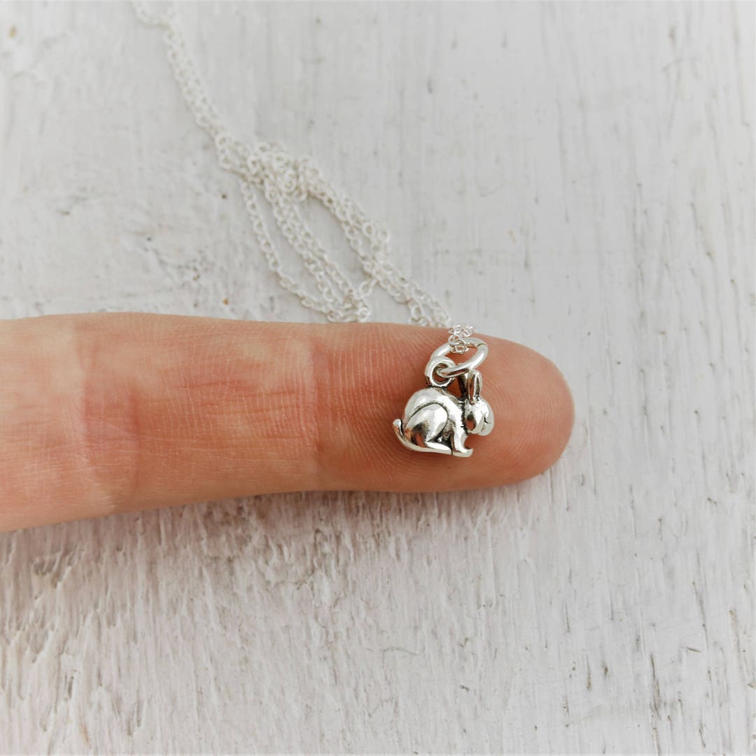 Tiny Rabbit Lover Gift, Tiny Bunny Necklace, Sterling Silver Bunny ...