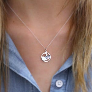 Moon and Cloud Necklace, Moon Necklace, Sterling Silver Moon and Cloud Pendant, Cloud Necklace, Night Sky, Celestial Necklace, Moon Jewelry