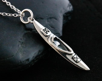 Kayak Charm Halskette, Sterling Silber Ruder Schmuck für Paddeln oder Kayaking Geschenk, Kayak Paddler Anhänger